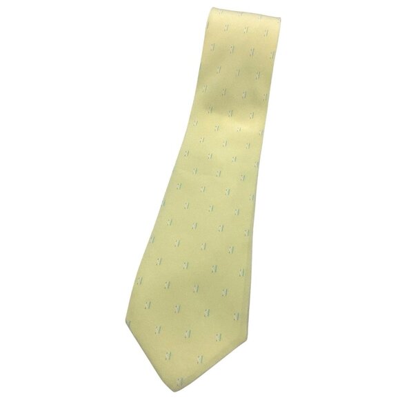 VITALIANO PANCALDI VINTAGE Men's 100% Silk Necktie LUXURY Yellow Art W:3.2" EUC - Picture 1 of 5